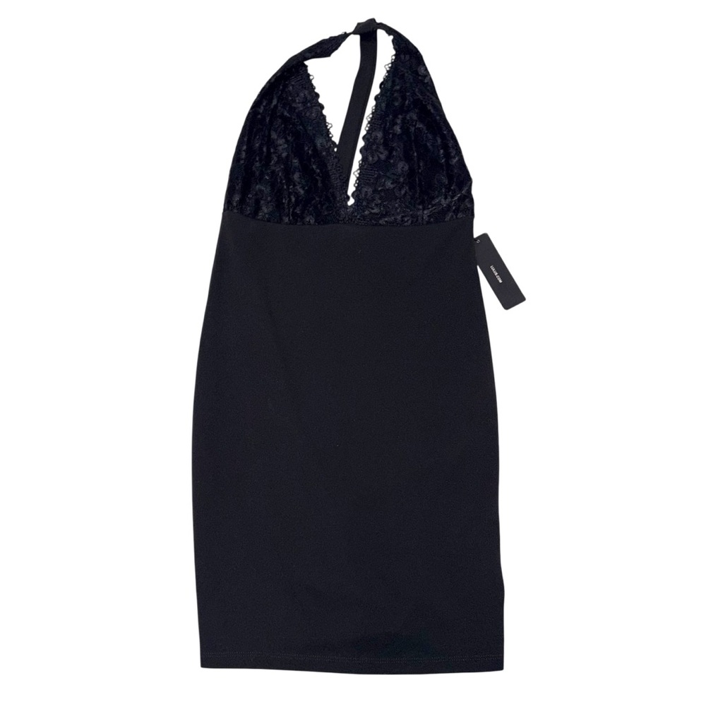 NWT Lulus Elegant Black Lace Halter Dress size Medium
